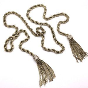 HEIDI DAUS "Old School Jewels" Crystal Tassel Rope Lariat Necklace 44.5" inches